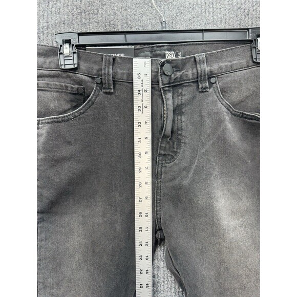 RSQ Moto Jeans Mens 34x32 Black Seattle Skinny Tapered Zipper Accent Stretch NEW - Picture 11 of 12